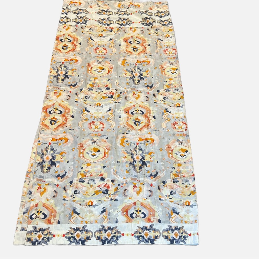 Anthropologie Shower Curtain Floral Cotton 72x72 Cream Blue Boho No Flaws